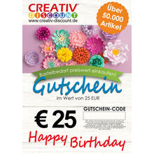 Geschenkgutschein nur ONLINE - Happy Birthday - Wert 25,00 