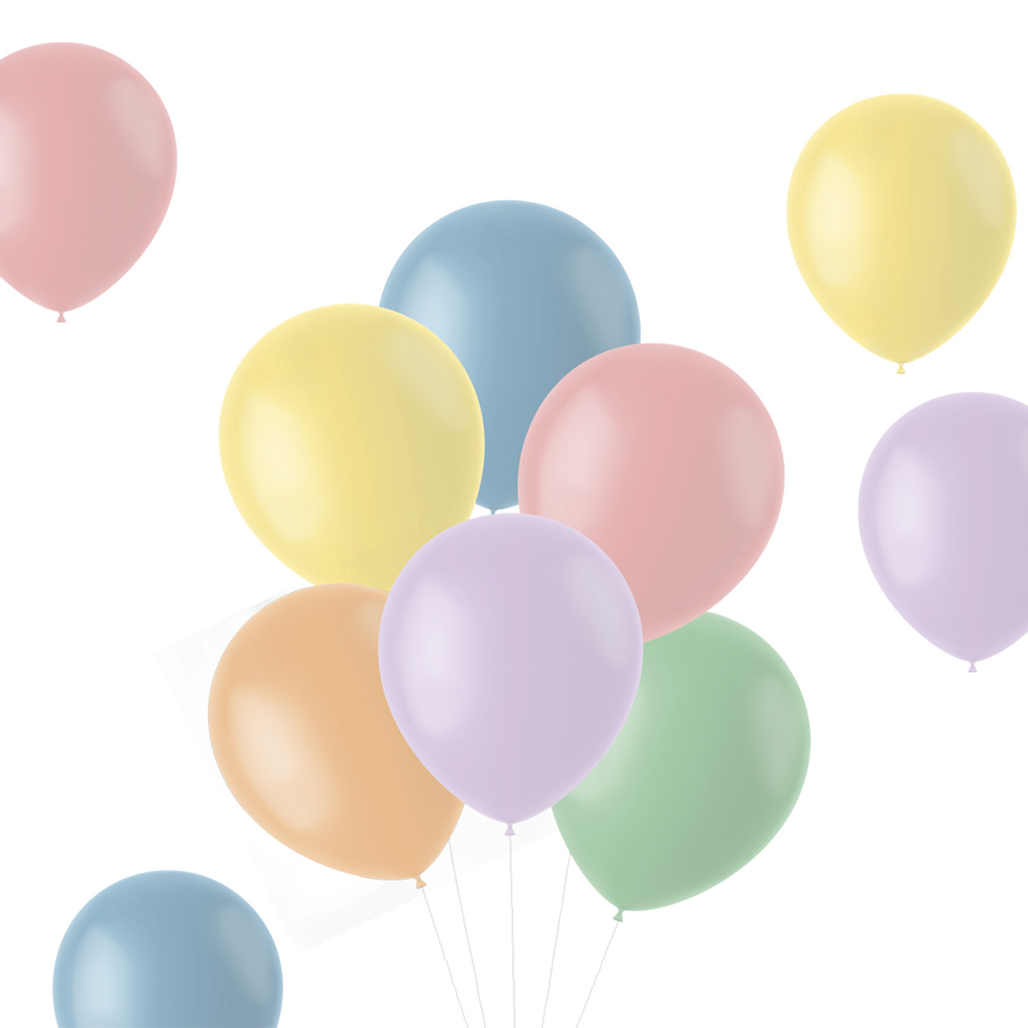 Latex-Luftballons matt, 33cm, Pastelltöne bunt gemischt, 100 Stück