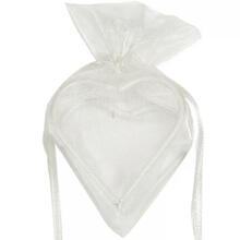 SALE Beutel aus Organza mit Herzrahmen, wei�, 4 Stk.