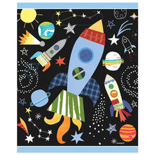 Geschenktüten für Mitgebsel / Gastgeschenke beim Kindergeburtstag Junge, Weltall / Rakete, schwarz / blau, 8 Stück