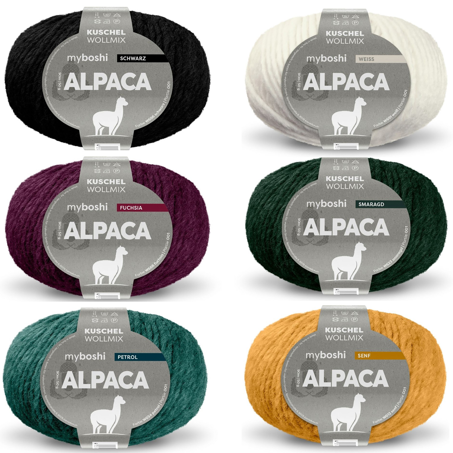 NEU myboshi Alpaca Kuschel-Wollmix / Strickwolle, 50 g - Verschiedene Farbtöne