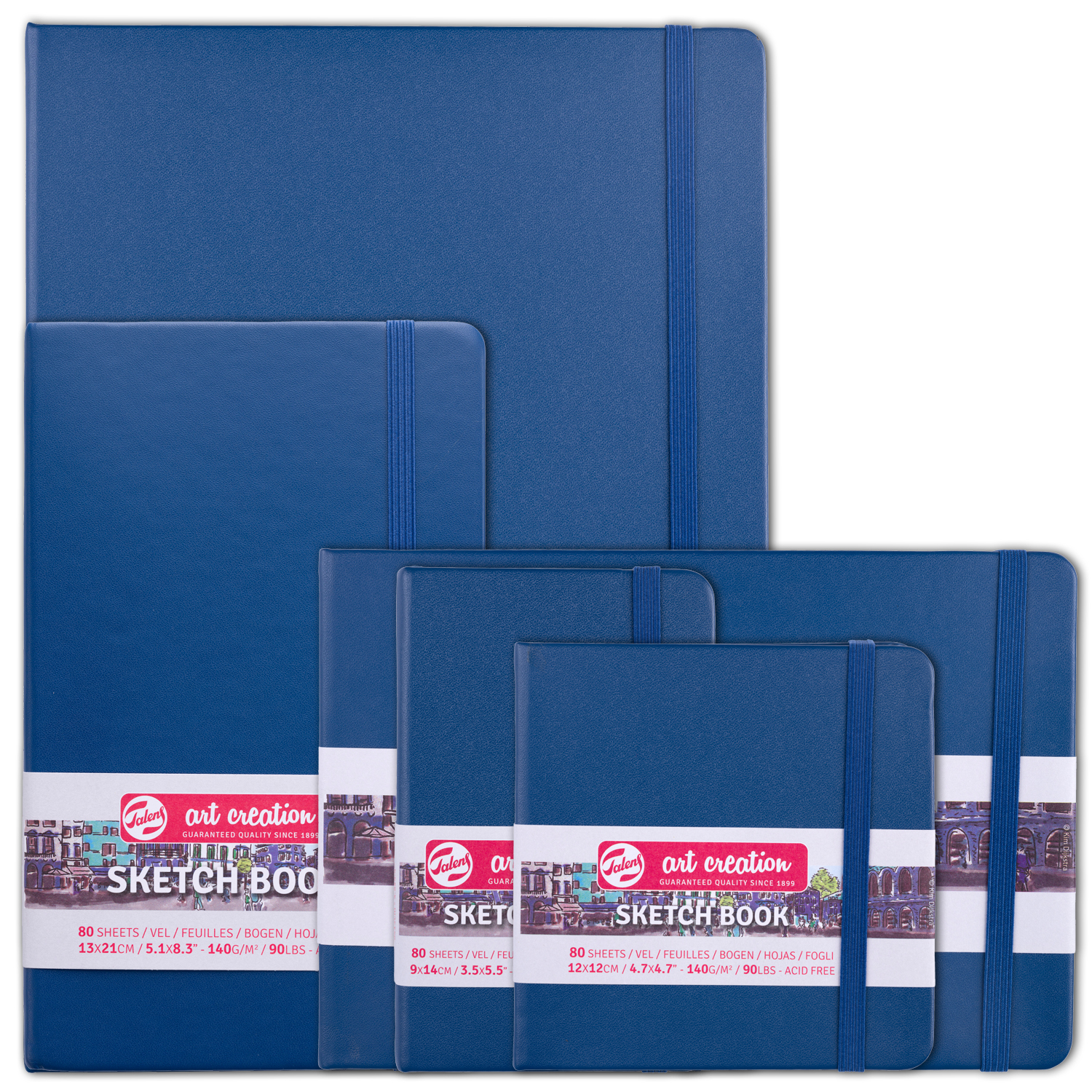 NEU Art Creation Skizzenbuch gebunden, 80 Blatt 140g/qm, Umschlag Marineblau - Verschiedene Formate