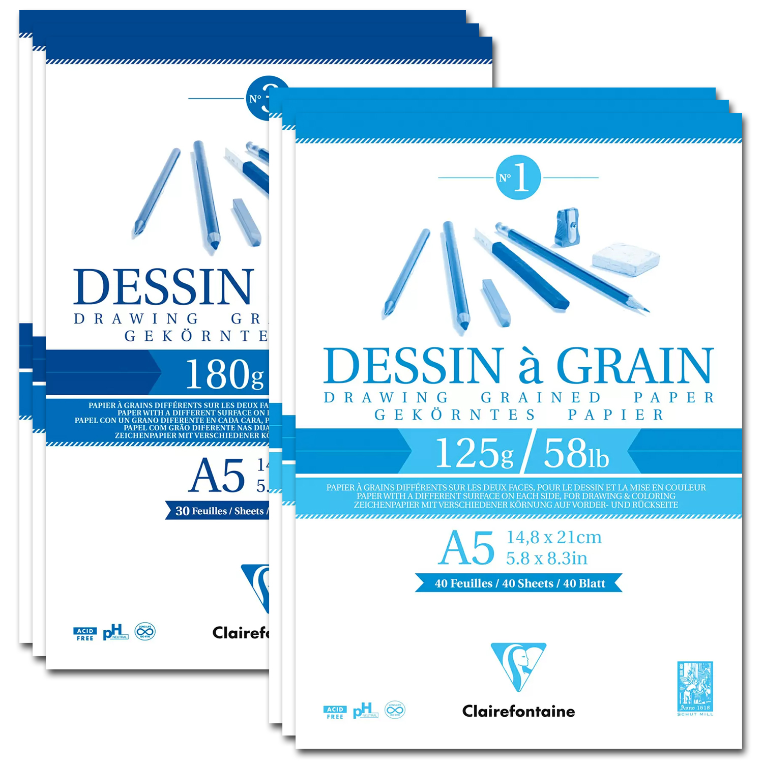 Clairefontaine Zeichenpapier DESSIN A GRAIN - Verschiedene Ausführungen