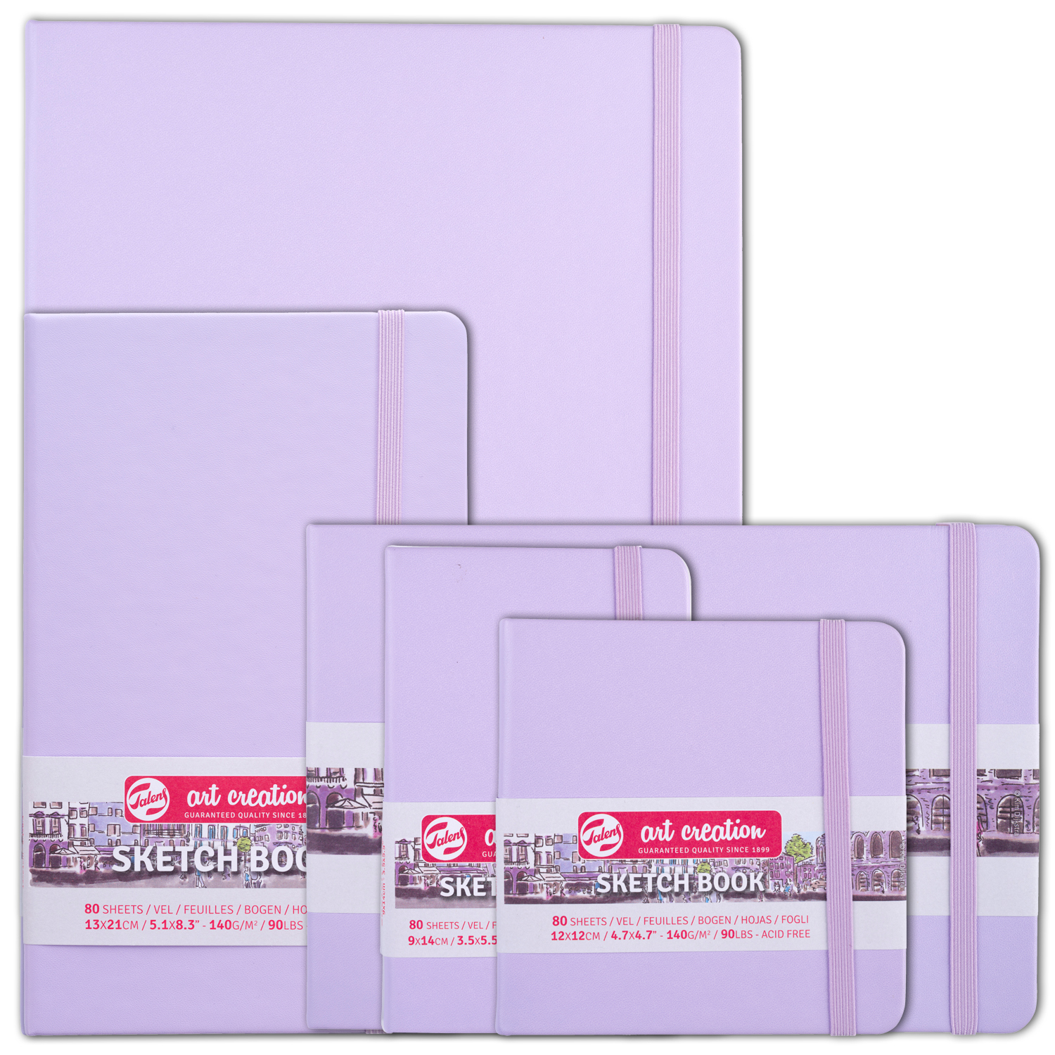 NEU Art Creation Skizzenbuch gebunden, 80 Blatt 140g/qm, Umschlag Pastellviolett - Verschiedene Formate