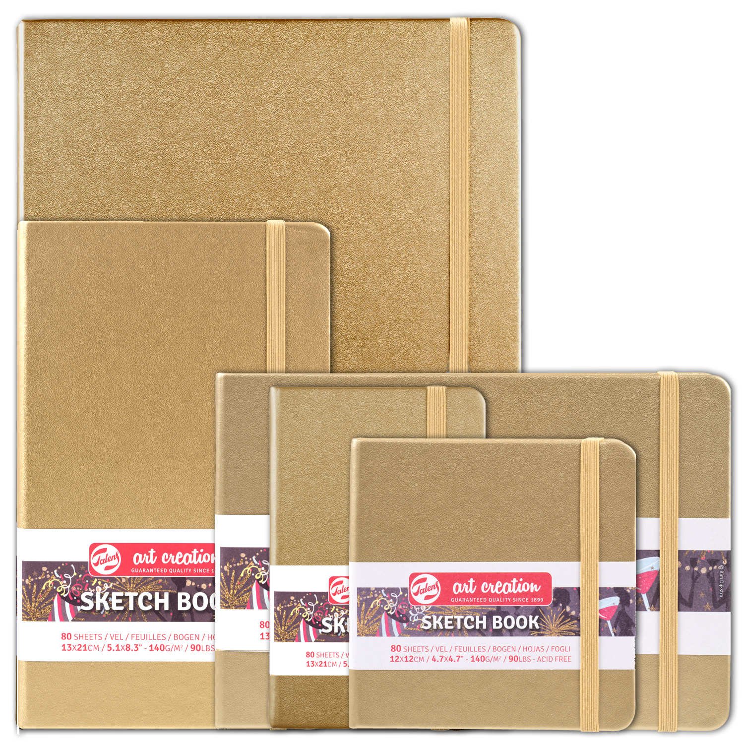 NEU Art Creation Skizzenbuch gebunden, 80 Blatt 140g/qm, Umschlag Weißgold - Verschiedene Formate