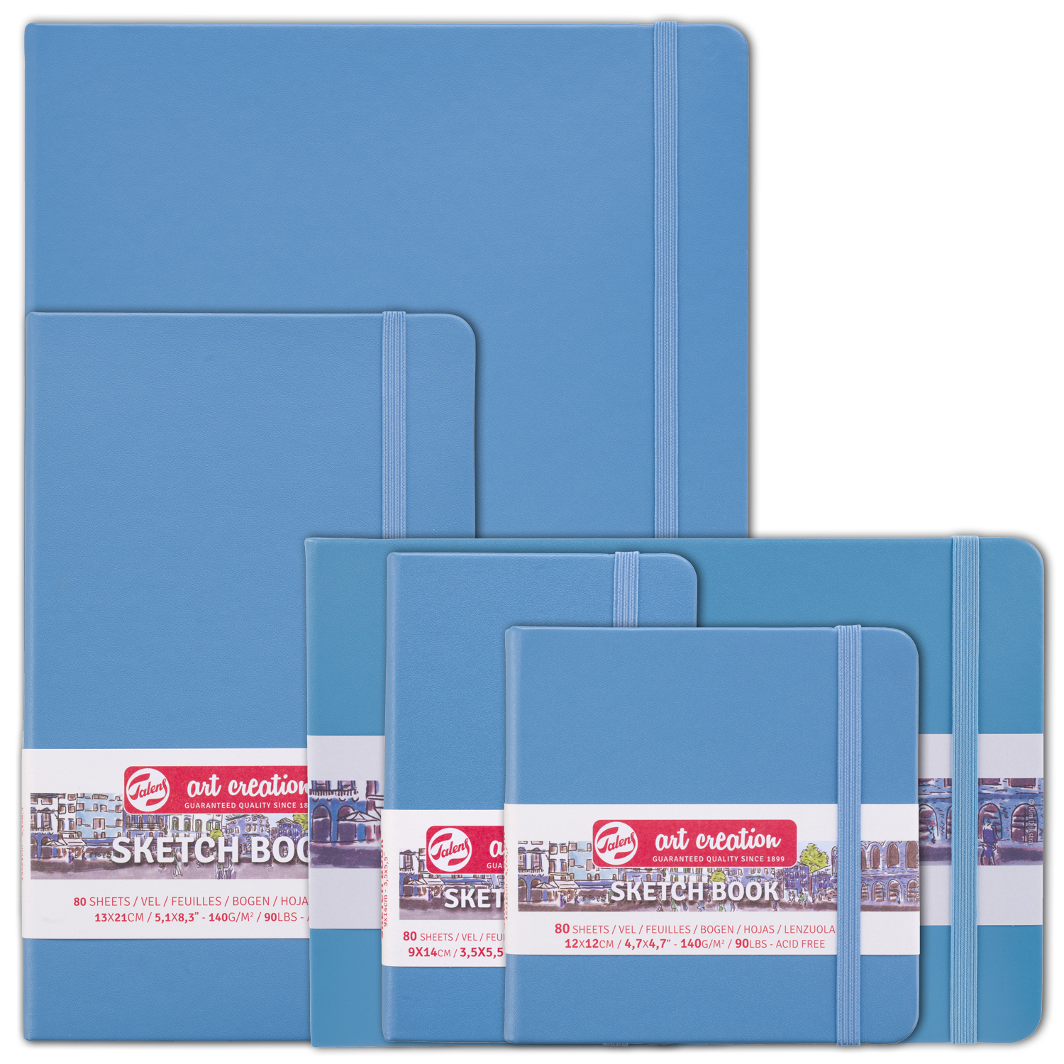 NEU Art Creation Skizzenbuch gebunden, 80 Blatt 140g/qm, Umschlag Seeblau - Verschiedene Formate