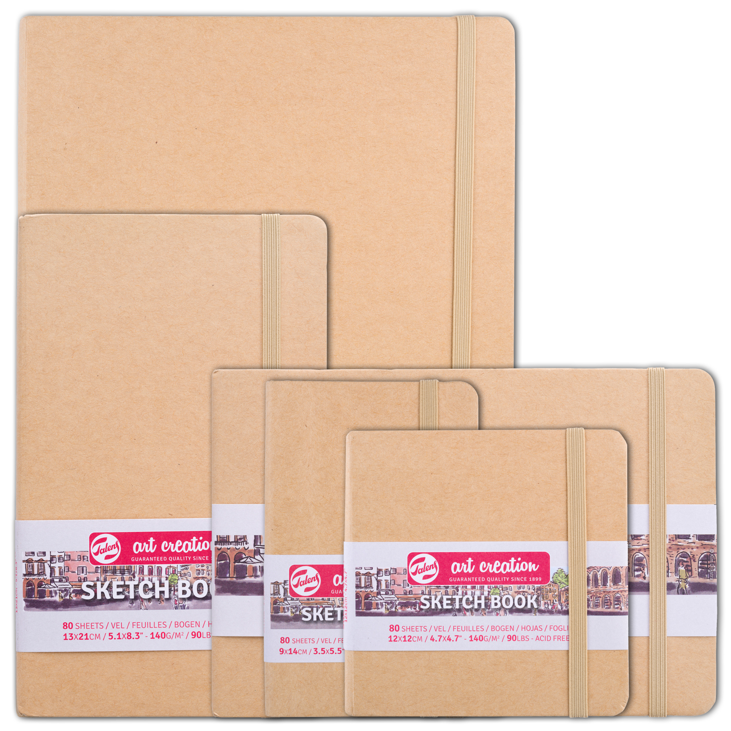 NEU Art Creation Skizzenbuch gebunden, 80 Blatt 140g/qm, Umschlag Kraftkarton - Verschiedene Formate
