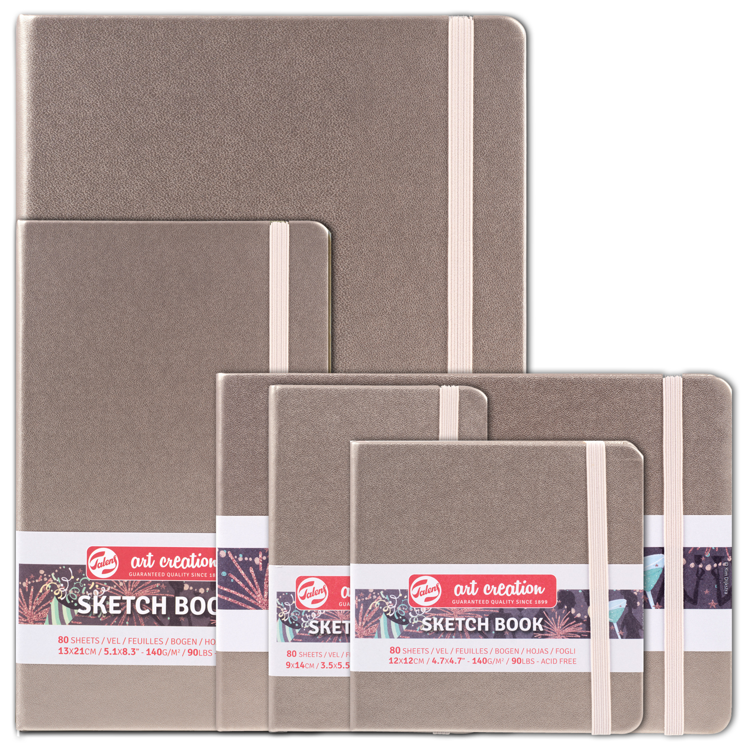 NEU Art Creation Skizzenbuch gebunden, 80 Blatt 140g/qm, Umschlag Ros Champagner - Verschiedene Formate