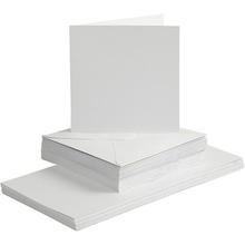 Karten und Kuverts, 15x15cm, wei, 50 Stk.
