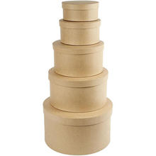 Hutschachtel-Set natur, rund, 5-teilig