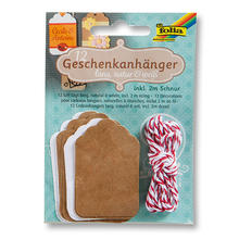 Geschenkanhnger lang, natur & wei, 12 Stck.