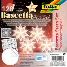 Bascetta-Stern-Set, Transparentpapier 115g/m, 7,5 x 7,5 cm, 128 Blatt, Wei