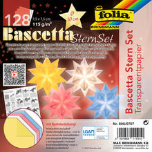 Bascetta-Stern-Set für 4 Sterne, Transparentpapier 7,5 x 7,5 cm - Verschiedene Farben