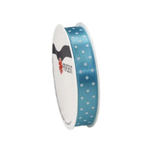 Seidenband Mini Dots, B: 15mm L: 3m, Aquamarin