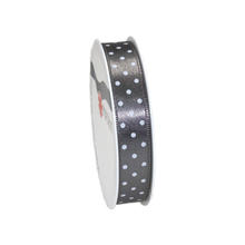 SALE Seidenband Mini Dots, B: 15mm L: 3m, Schiefer