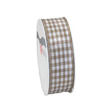 SALE Seidenband Vichy, B: 25mm L: 3m, Taupe