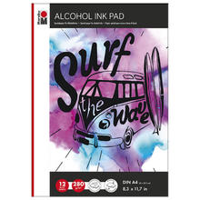 Marabu Alcohol Ink Block, Spezialpapier für Alkoholbasierte Tinte DIN A 4, 12 Blatt