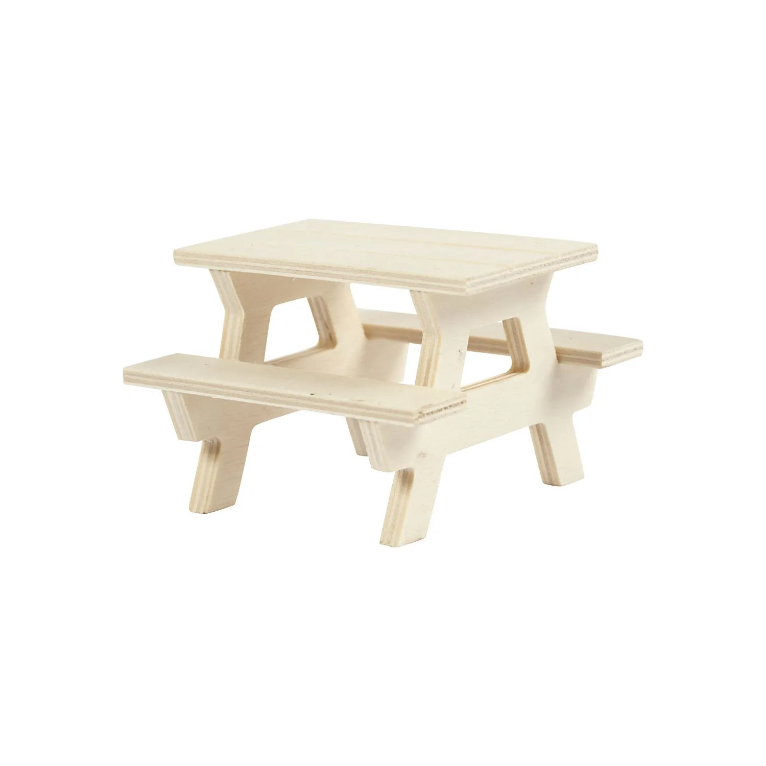 NEU Wichtel Miniatur Picknick Tisch mit Bank aus Holz, 8x8x5,5 cm